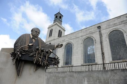 winston churchill iron curtain sculpture, national churchill museum fulton missouri