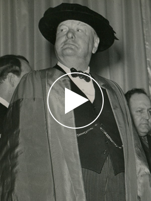 Sir Winston Churchill delivering Sinews of Peace speech